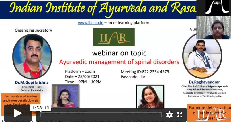 Ayurvedic management of Spine Disorders- Dr.Raghavendran